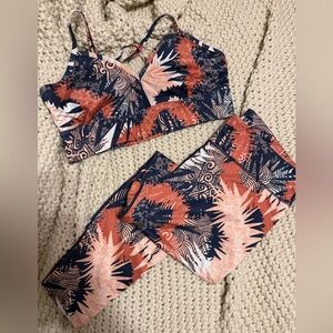 JoyLab Navy and Coral Patterned workout set -XL